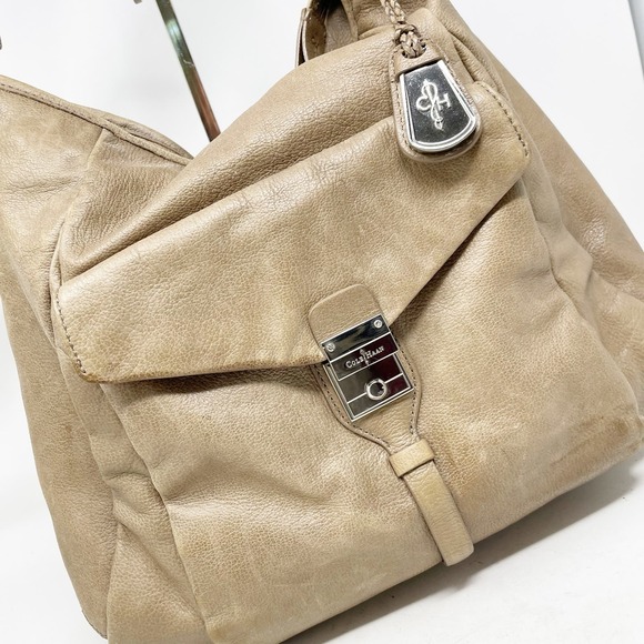REPOSH Cole Haan Tan Leather Single Strap Silver Hardware Zip Top Hobo REPOSH - Picture 3 of 16